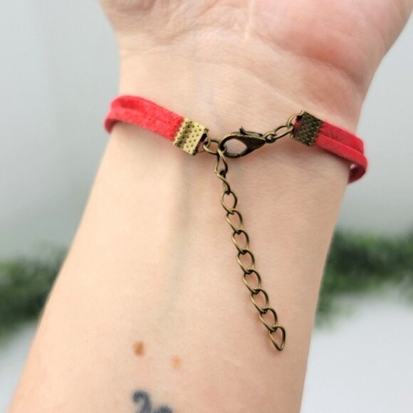 3/$20 Tree of Life Red Suede Fashion Bracelet Adjustable Soft Boho Retro Jewelry - Picture 9 of 10
